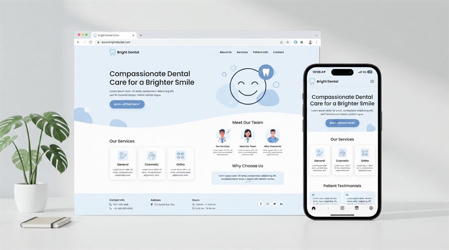 Mockup de site conceito para clínica odontológica