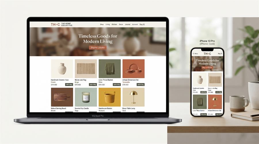 Mockup de site conceito para loja local